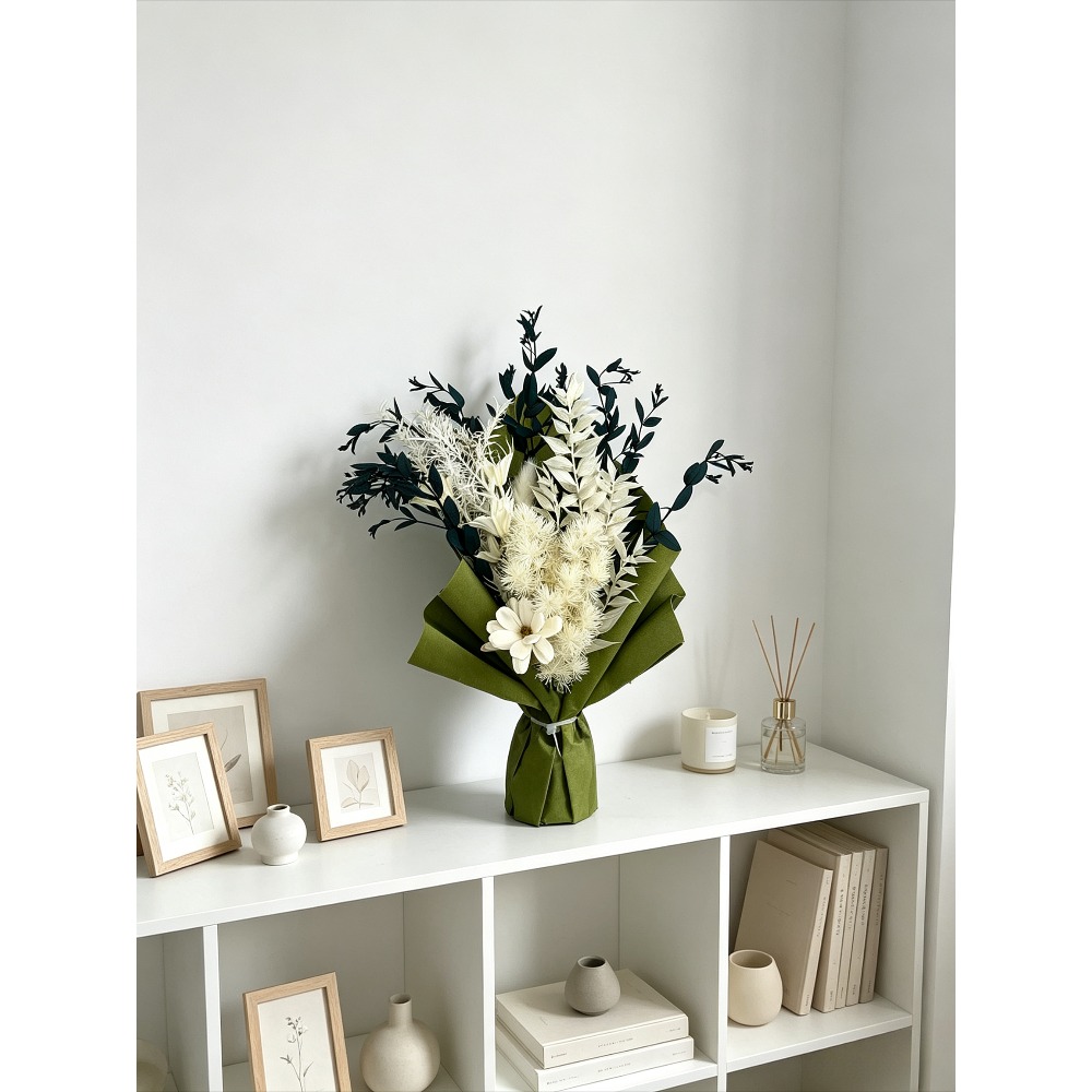 Eucalyptus Preserved - Ramo de flores secas preservadas, margaritas